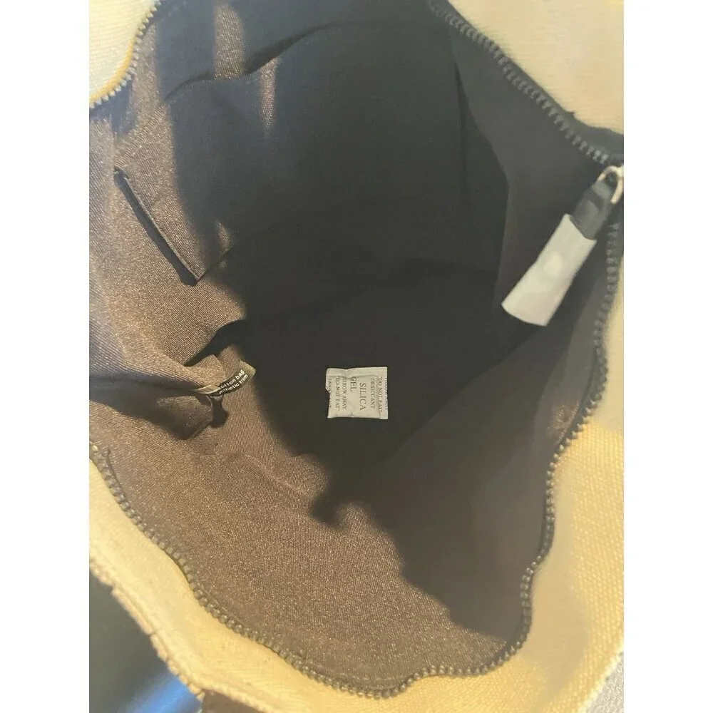 NWT Cannes Canvas Tote By Karl Lagerfeld, Beige/Black Zip Top, Cotton MSRP $98